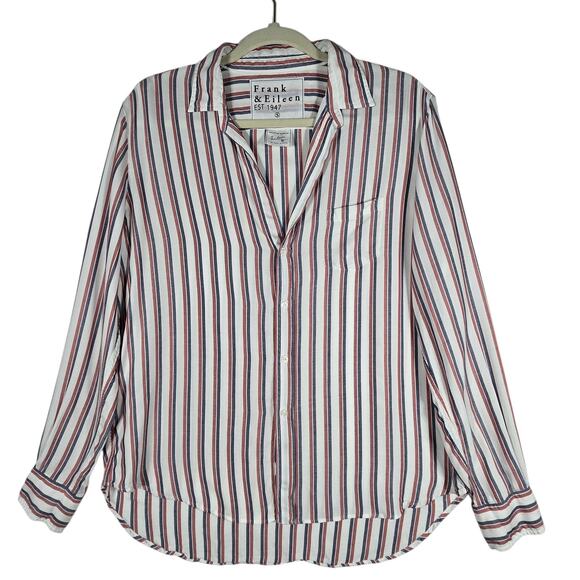 Frank & Eileen Tops - Frank & Eileen Eileen Button Down Shirt Women Small Modal Striped Blue Red Italy